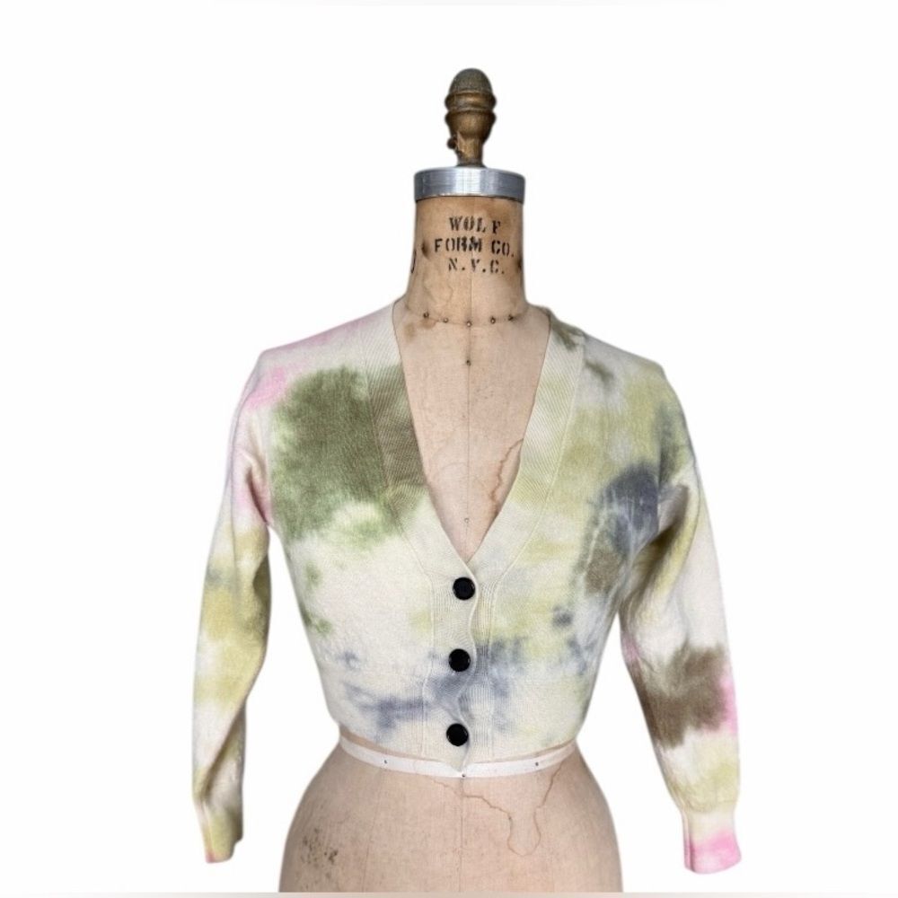MSGM Milano Cropped Tie-Dye Knit Cardigan Size XS